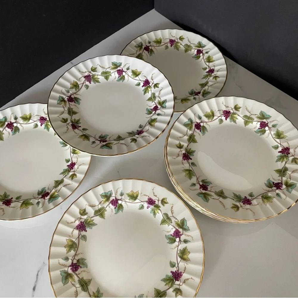 SET of 9 Salad Plates - Bacchanal by Royal Worcester